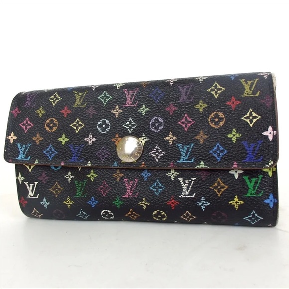 LOUIS VUITTON Monogram Multicolor Murakami Sarah Wallet Black (Noir) - Picture 1 of 12